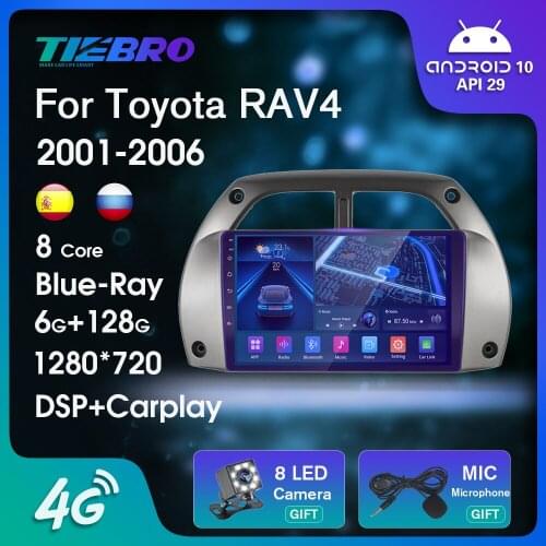 2 Din Blu-ray 1280*720P IPS Screen Car Radio For Toyota RAV4 2001-2006 Android10 Car Video Player GPS Navigation Auto Radio IGO