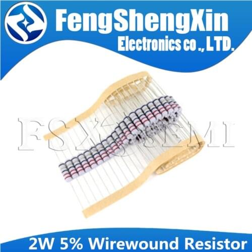 20pcs 2W 5% Wirewound Resistor Fuse 0.05R 0.1R 0.15R 1R 2.2R 4.7R 5.1R 10R 20R 22R 47R 51R 100R