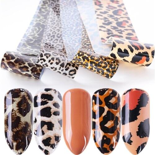 4pcs Leopard Print Stickers on Nails Foils Starry Sky Wraps Transfer Decals Polishing Sliders Nails Accessories Wrap Tools T0060