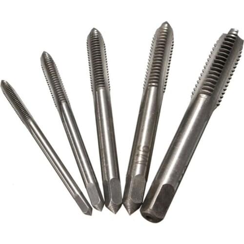 5PCS/Set M3 M4 M5 M6 M8 Machine Spiral Point Straight Fluted Screw Thread Metric Plug Hand Tap Drill Set Hand Tools
