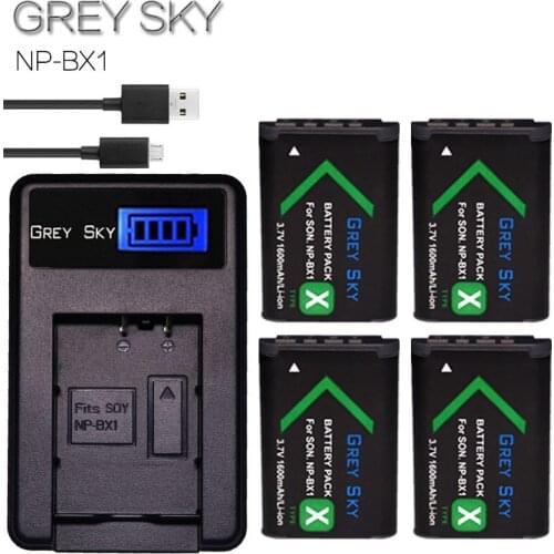Bateria 1600mAh NP-BX1 For Sony NP BX1 Battery +LCD Charger for Sony Camera HDR-AS100v AS30v HX50 DSC-RX100 HX400 WX350 MV1