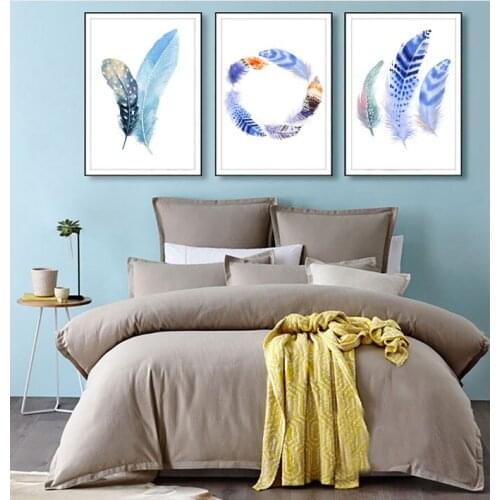 Watercolor feather Bohemian style Nordic creative decorative painting unframed