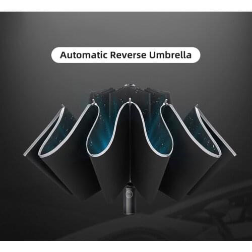 Reverse Automatic Rain Umbrella Windproof Sunscreen Creative LED Lighting Multifunctional Folding Umbrella Automatic Umbrella