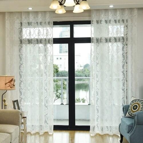White Europe Style Semi-Shading Sheer Curtains For Windows Living Room Modern Tulle Drapes Bedroom Voile Curtain Flower Design