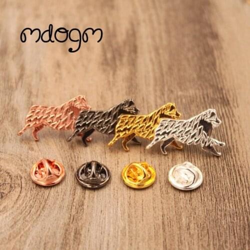 Mdogm Australian Shepherd Dog Animal Brooches And Pins Suit Cute Metal Small Father Jewelry Fashion Gift For Male Men B053