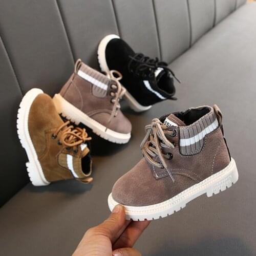 Children Casual Shoes Autumn Winter Martin Boots Boys Shoes Fashion Leather Soft Antislip Girls Boots 21-30 Sport Running Shoes