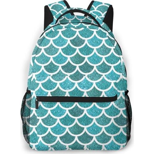 OLN Women Backpack Kids School Bag for Teenage Girls Teal Mermaid Scales Female Laptop Notebook Bagpack Travel Back Pack 2021
