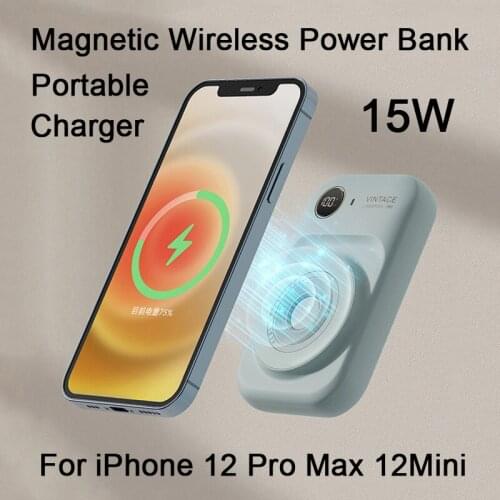 For Magsafe Power Bank Comes With Dual-Line Mini Powerbank External Battery Pack Mobile Phone Portable Charger Auxiliary Battery