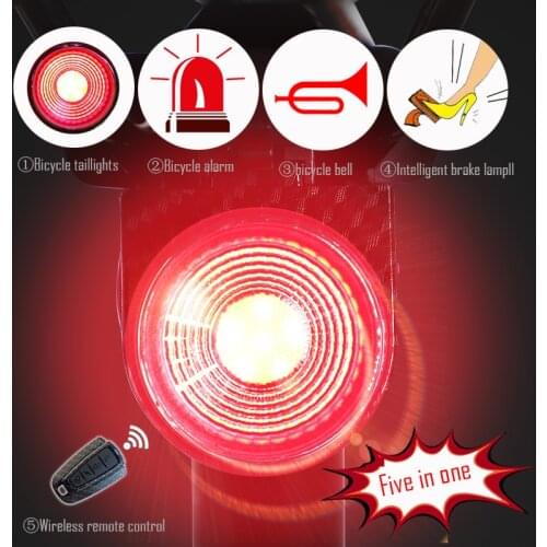 For Bicycle Wireless Theft alarm remo Bike led portable USB rechargeable Rear Light Bell Cycling flash Taillight Lamp Antusi a6s