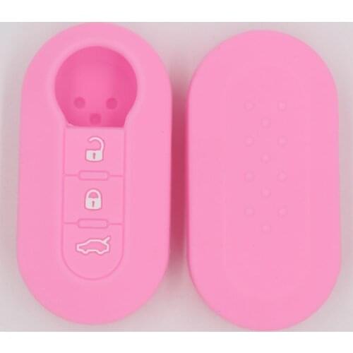 KAPU Silicone Car Key Cover Case for Fiat 500 Grande Punto Stilo Ducato 3 Buttons Folding Key Blanks Case High-quality