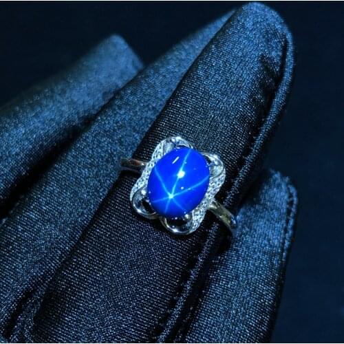 Starlight Sapphire Ring, Classic 925 Pure Silver Star Line Beautiful Mail Packing