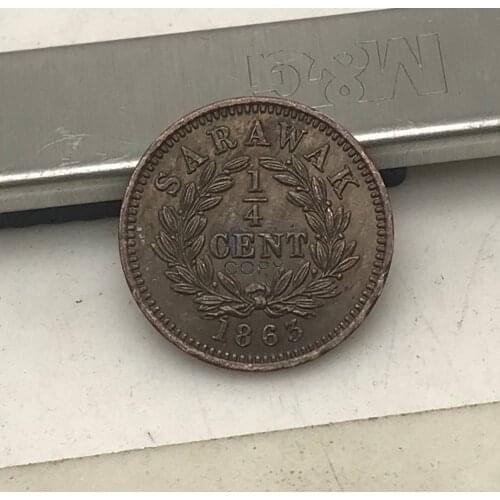 Malaysia BROOKE RAJAH SARAWAK 1863 1/4 Cent 99% Red Copper Copy Coin With The Plain Edge