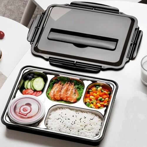 Microwave Lunch Box 304 Stainless Steel Dinnerware Food Storage Container Children Kids School Office Portable Bento Box