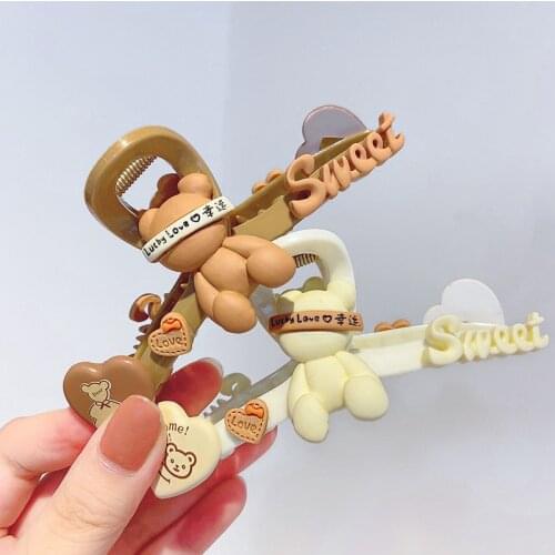 Cute Cartoon Hair Claw For Women Creative Bear Doll Hairpin For Girls Fashion Hair Accessories Wholesale