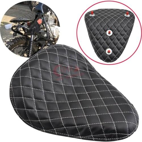 Motorcycle Black Synthetic Leather Solo Seat Fits for Harley Honda Yamaha Kawasaki Suzuki Sportster Bobber Chopper
