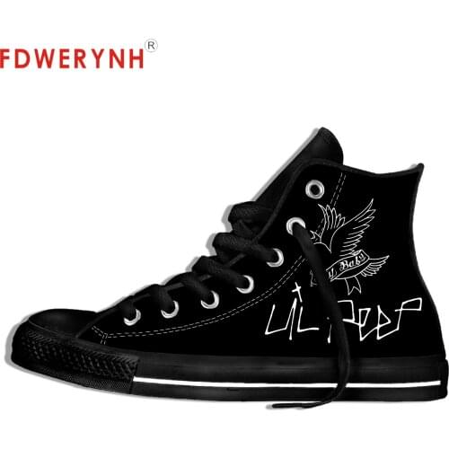 Mens Casual Shoes Black Lil Peep Wo3D Print Mens Fashion Cool Street Breathable Brand Classic Canvas Shoes