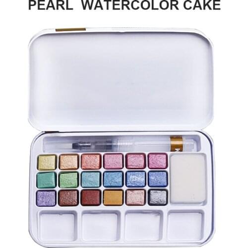 18 Colors Solid Watercolor Paints Set with Portable Tin Box for School Student Outdoor Sketch 3 Styles