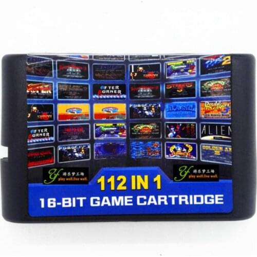 New 112 in 1 Game Cartridge For Sega Retro Black 16 Bit Game Card For MD Megadrive Genesis Home Video Game Console