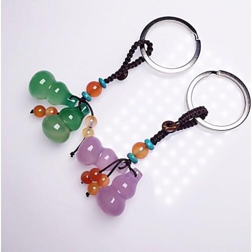 Wholesale customization Natural Agate DIY gourd key ring Charm Jewellery Fashion Accessories Hand-Carved Man Woman Luck Amulet