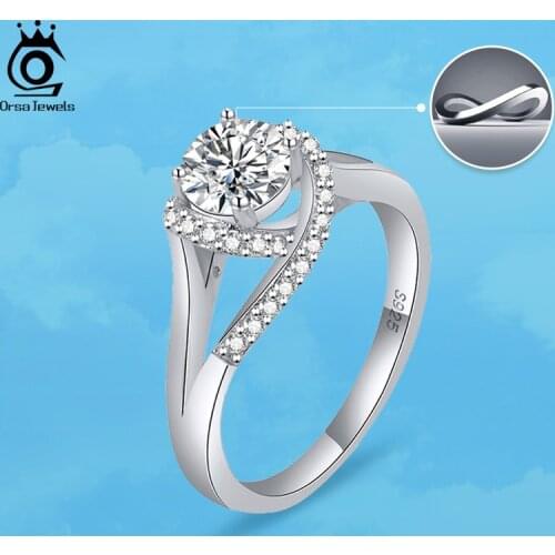 ORSA JEWELS Top Brand Engagement Rings for Woman 100% Real Sterling Silver 925 Wedding Engagement Bride Ring Fine Jewelry SR251