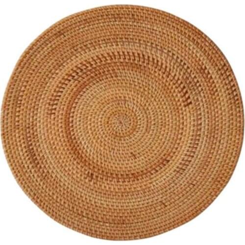 Rattan Woven Placemats,Table Mats,Non Slip Heat Resistant Place Mat,Wicker Placemat,Trivets for Hot Dishes Round,40cm