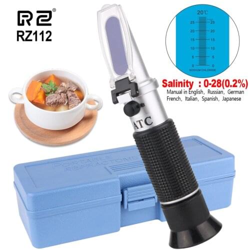 RZ Refractometer Salinity Concentration Handheld Portable Brewing Auto Refratometro Tester Measurement 0-28% 0.2% Refractometer