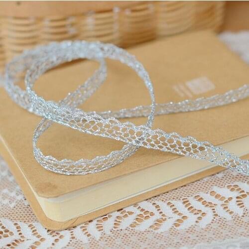 10 Meters Silver Lace Trim Fabric Sewing Lace Silver Braided Lace Ribbon Curve Lace DIY Clothes Accessories Wedding Crafts 8mm