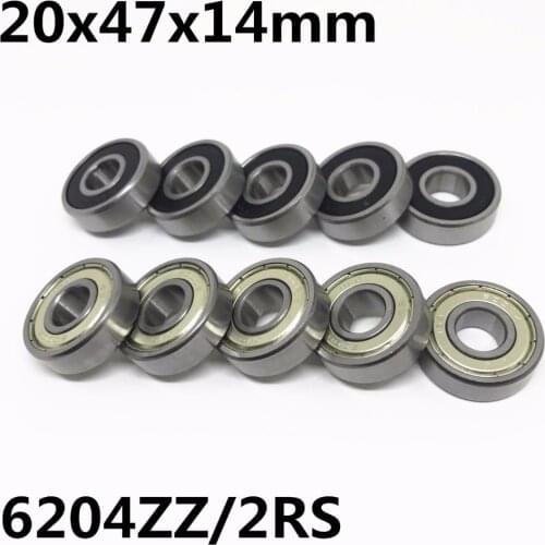 10pcs 6204ZZ 6204-2RS ball bearing 20x47x14 mm deep groove ball bearing High quality 6204Z 6204RS