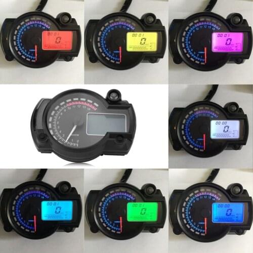 Universal Motorcycle Digital Light LCD Speedometer Odometer Tachometer W/ Speed Sensor 7 color Display Oil Level Meter Modern
