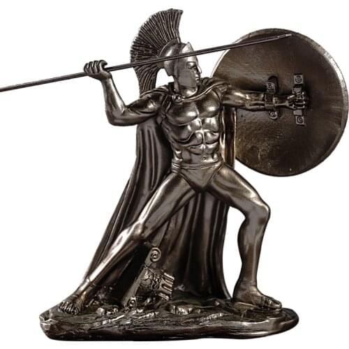 WU CHEN LONG Greek God of War Sparta Sculpture Knight Character Statue Resin Craft Retro Warrior Figurines Home Decorate R2754