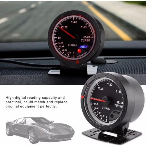 Universal Car Boost Gauge 60mm LED Turbo Boost Meter Gauge Black Shell For Auto Racing Car 0-200 Kpa Car-Styling
