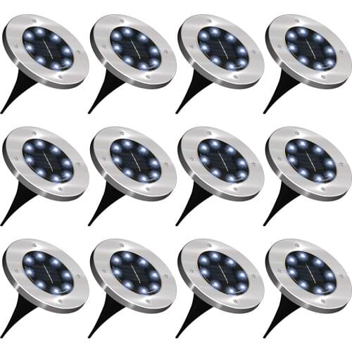 New 8 LED Solar Garden Lights IP65 Waterproof Solar Ground Lights Outdoor Sensing Landscape Lighting for Lawn Patio Pathway