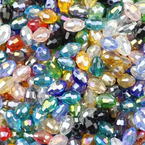 YHBZRET 50pcs Rice grains Upscale Austrian crystal beads 6*8mm oval shape Glass Spacer Loose beads Jewelry making bracelet DIY