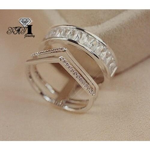 YaYI Jewelry Fashion Princess Cut 3.2CT White Zircon Silver Color Engagement Rings wedding Rings Party Rings