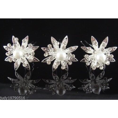 12 Pcs Bridal Party Wedding Prom Preal Rhinestone Crystal Hair Pins Clip