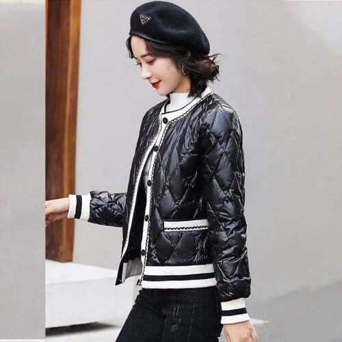 Winter Minimalist Long-sleeved Loose Thick Warm Jackets Coat Women Panelled Print Down Cotton Padded Clothes