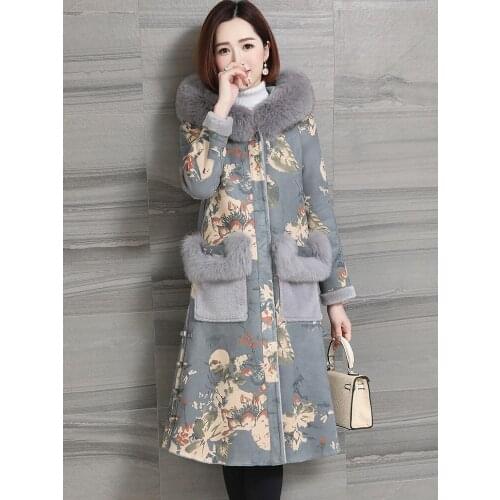 Sheep Shearling Real Fur Coat Winter Jacket Women Fox Fur Collar 100% Wool Coat Female Double Side Wear Long Jackets MY