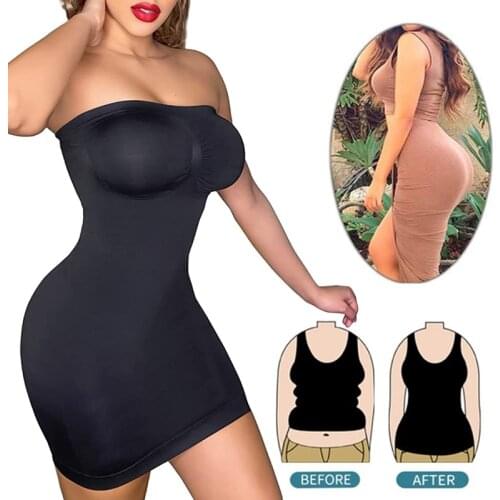 Women Strapless Shaperwear Full Body Slip Seamless Targeted Firm Tummy Control Slip Under Dresses limming Body Shaper Underwear