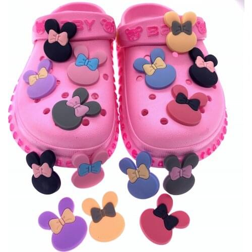 10PCS/Set New Arrival Cartoon Silicone Shoes Charms Rabbit Head Croc Jibz Buckle For Girls BB Shoe Decor Slippers Accessories