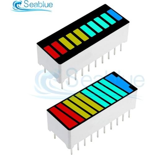 2Pcs LED Display Module 10 Segment Bargraph Light Display Module Bar Graph Ultra Bright Red Yellow Green Blue Colors Multi-color