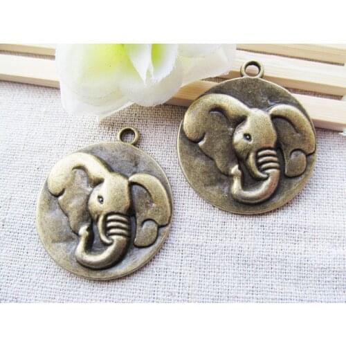3pcs Antique silver tone/Antique Bronze Filigree Large Elephant Round Medal Pendant Charm/Finding,DIY Accessory Jewelry Making