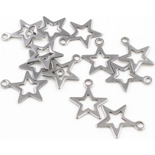 30pc/lot 17x14mm Charms 316 Stainless Steel five-pointed star Cute for necklace pendant charms diy jewelry making-P2-03