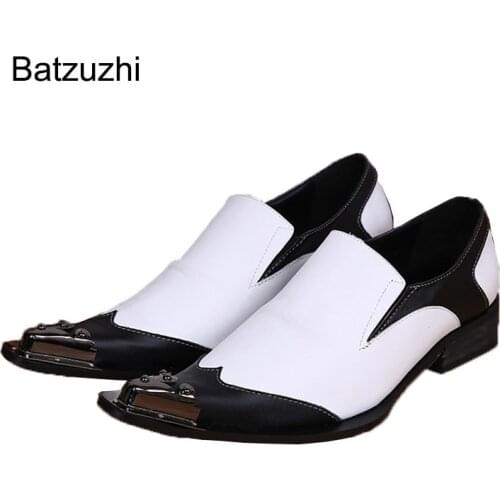 Batzuzhi Mans Genuine Leather Shoes Black White Business Party Leather Dress Shoes Men Formal Flats Oxfords Zapatos Hombre