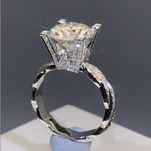 14K White Gold Women Ring Moissanite Diamonds 1 2 3 45 Ct W Interweave Luxurious Flash Wedding Party Engagement Anniversary Ring