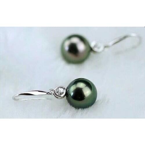 Free shipping>>>>noble jewelry 9-10mm Tahitian pearl earring 925silver