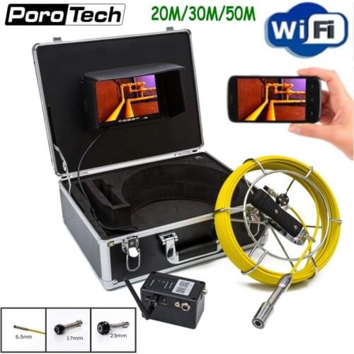 WP70 7" Wireless WiFi Industrial Pipeline Endoscope 20M/30M/50M Drain Sewer Pipe Inspection Camera System support Android/IOS