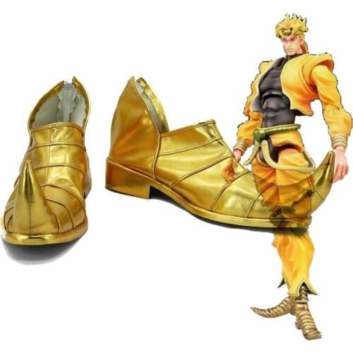 Dio Brando Shoes Cosplay JOJOS BIZARRE ADVENTURE 3 Dio Brando Cosplay Golden Flat Shoes Custom Made