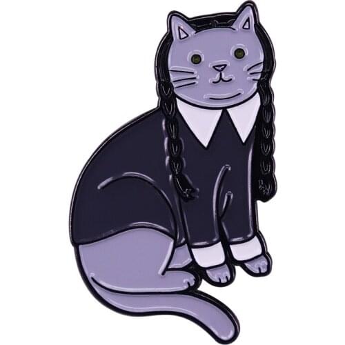 Wednesday Cat Brooch Badge pins If Wednesday Addams was a cat, this would be her