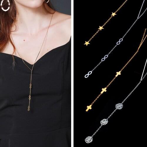 SHE WEIER stainless steel Gold and pendant charm pendant metal charms Color Clavicle Chain 2020 Fashion Female chain necklace