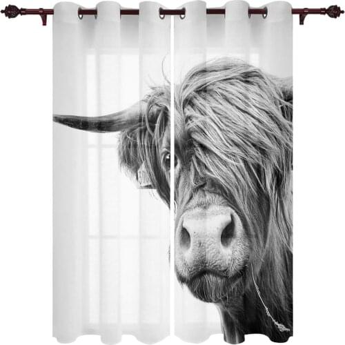 Black And White Alpine Yak Window Curtains kids bedroom decor Curtain Home Decor Kitchen Decor Curtain Panels